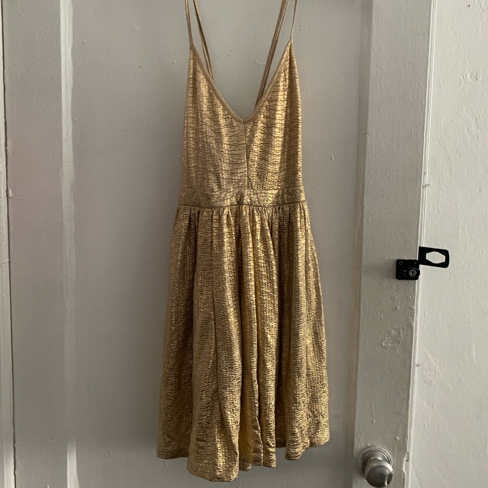 Brand new LF metallic gold strappy dress